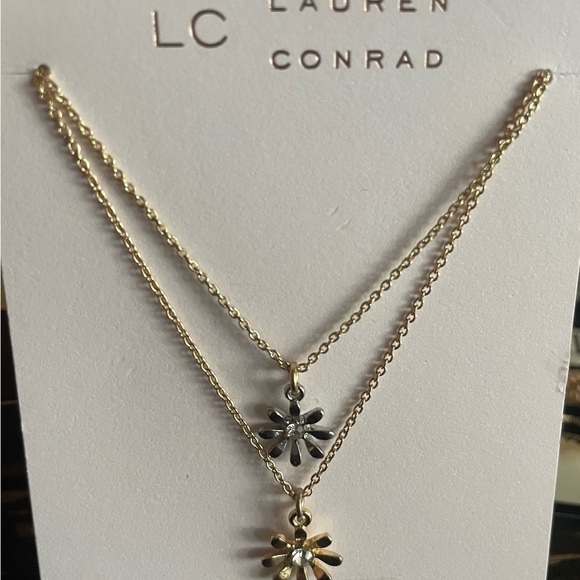 Gold and Silver Flower Pendant Necklace Set, necklace For Women, necklace - Picture 5 of 7